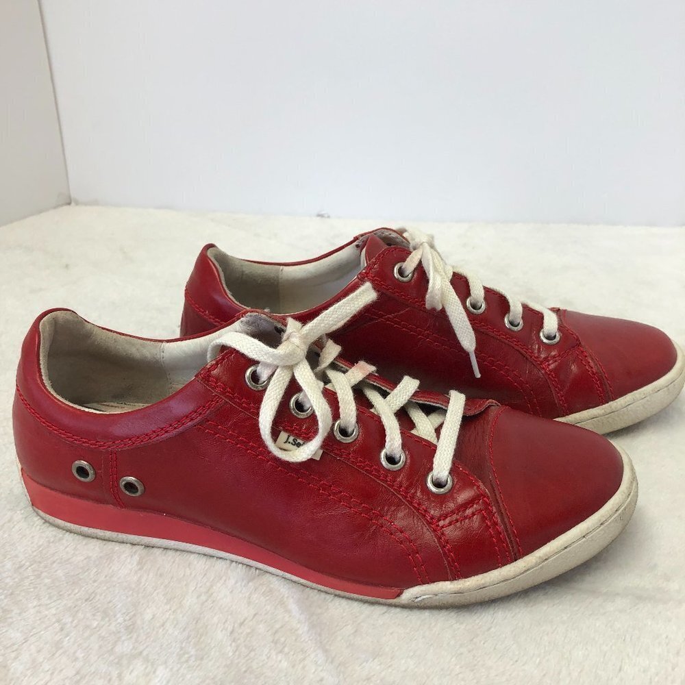 Josef Seibel Red Leather Lace Up Walking Shoes Sneakers Women's Size 36